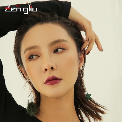 Ms Han Guomao ball ball earrings long earrings imitation pearl pentagram long eardrop personality star earrings