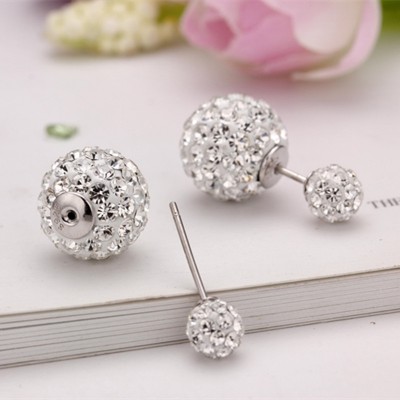 925 tremella nail drill female temperament with silver earrings joker han edition earrings in Europe and the contracted a variety of wear gifts