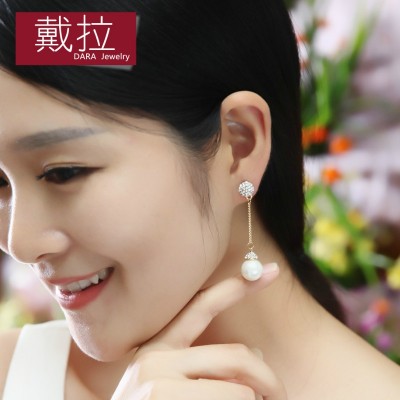 Wear jewelry S925 silver pearl earrings earrings female South Korea fashion temperament long ear clip eardrop no ear hole