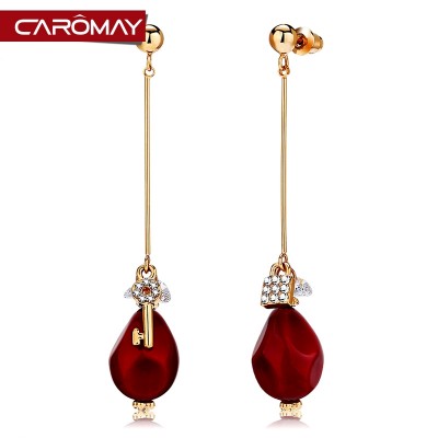 Lome jewelry South Korea's elegant red pearl crystal pendant earrings Valentine's day present for his girlfriend earrings