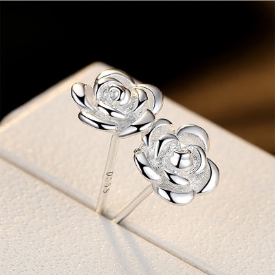 On the sterling silver earrings female temperament of anti allergic S99 foot nail tremella South Korea hook earrings gift the roses