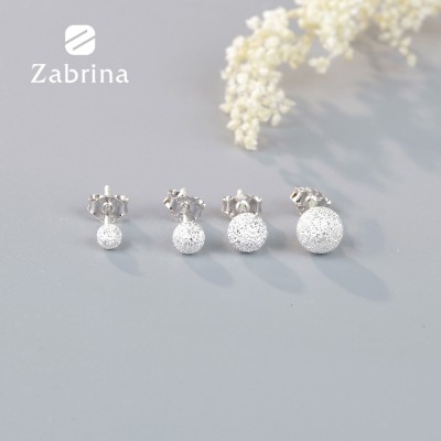 925 tremella nail female temperament South Korea contracted silver ornament grinding ball joker earrings