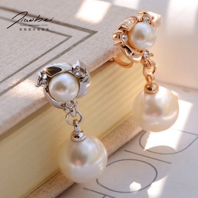 Dumpling bud earrings Women without ear pierced ear clip South Korea temperament long personality hipster sweet pearl earrings