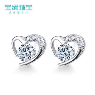 S925 tremella nail female fashion temperament allergy heart-shaped earrings earrings to taste sweet, Japan and South Korea contracted joker