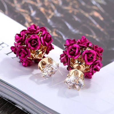 Red earrings fashion female temperament with earrings earrings contracted products, South Korea eardrop lovely double gifts