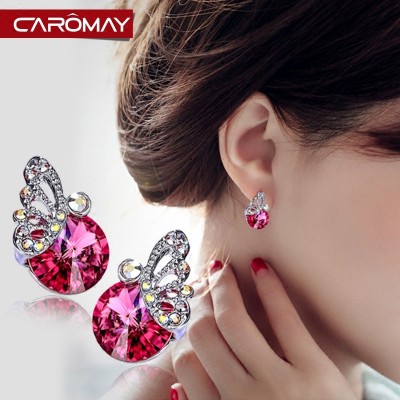 Lome jewelry s925 silver needle crystal earrings earrings sweet female butterfly Han edition fashionable joker OL earrings