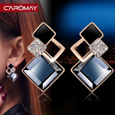 Card lome earrings Korean fashion 925 silver earrings crystal female temperament Japan and South Korea joker contracted deserve to act the role of earrings