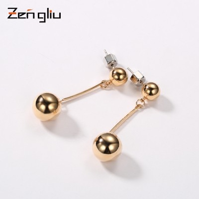 The new south Korean temperament long pendant earrings Women in Europe and the character of circular contracted long pendant jewelry