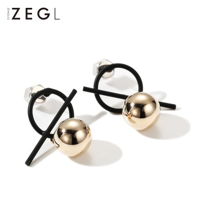 Europe and the United States geometric circle earrings Female temperament of South Korea long eardrop small round ears ring minimalist personality earrings