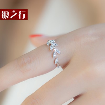Silver line S925 silver ring opening of female Japanese and Korean wave people index finger ring A birthday present for his girlfriend