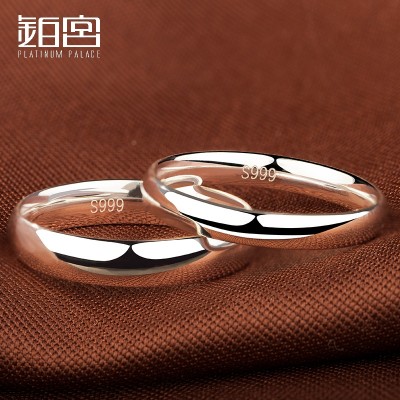 A pair of men and women to buddhist monastic discipline, Japan and South Korea 999 sterling silver ring couples contracted smooth tail offered valentine's day gift