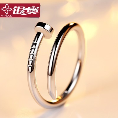 S925 silver nails male ring ladies fashion tidal tail index finger ring couples personality temperament of small ring, Japan and South Korea