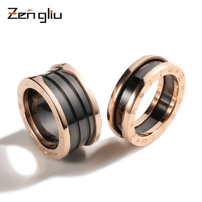 Europe and the black and white ceramic ring women 18 k rose gold plated index, Japan and South Korea version offered ring hipster ornaments