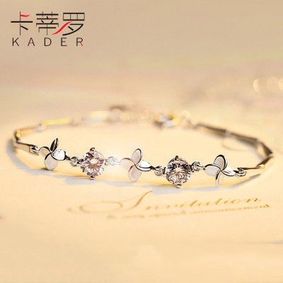 Swarovski zirconium clovers the silver bracelet with female han edition contracted jewelry bracelet valentine's day present for his girlfriend