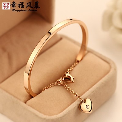 Japan and South Korea contracted girlfriends gifts can be 18 k rose gold bracelet female titanium steel bracelet clovers love bracelet