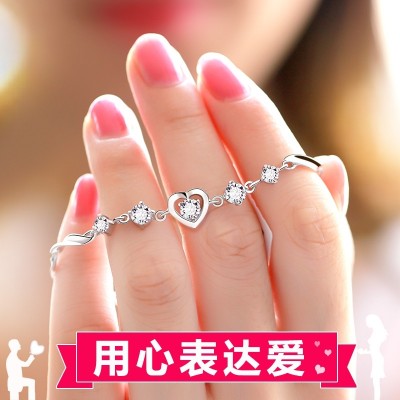 Pour love han edition contracted 925 silver bracelet with female students, is a couple bracelet valentine's day present for his girlfriend girlfriends