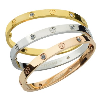 LOVE screw female han edition 18 k rose gold plated bracelet with titanium steel bracelet couples on valentine's day gift