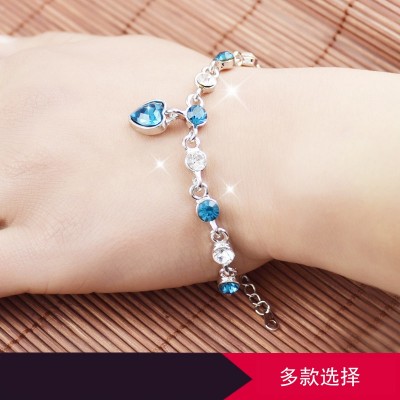 Love shaped Korean rose, gold bracelet, fashion hand jewelry, multi layer lady hand string, cat eye stone, purple crystal bracelet