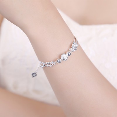 Silver Bracelet Silver Bracelet 999 Sterling Silver Bead female female models on the Korean transport bell Zuyin sub contracted Fashion Bracelet