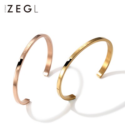 ZENGLIU plated 18K rose gold bracelet, female Korean open bracelet, Korean fashion, European and American personality, glossy Bracelet