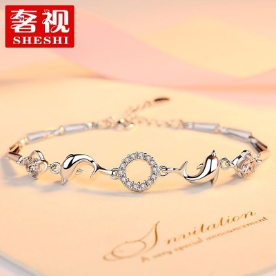 Luxury Dolphin Bracelet, Sterling Silver Korean version, simple personality, students, pure Department of honey, 925 silver jewelry bracelets
