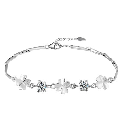New fashion sterling silver bracelet on Korean lady clover simple personality students Mori bestie Bracelet