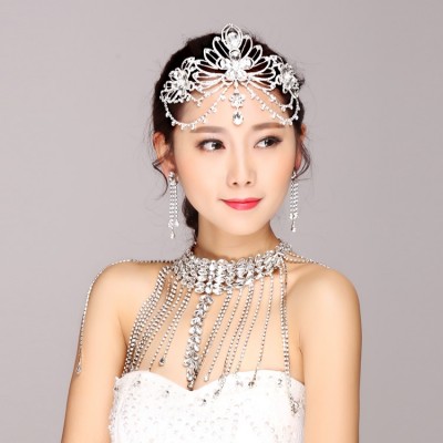 Good qiao accessories jing lotus bride's headdress Wedding dresses deserve to act the role of crown necklace suit wedding hair modelling