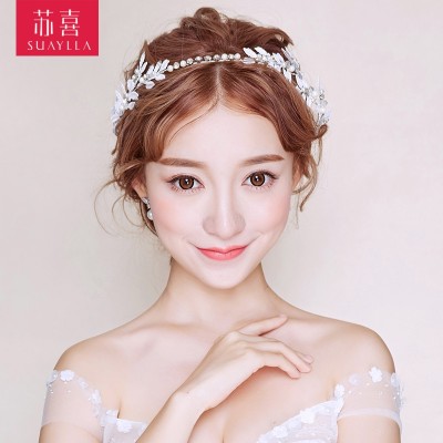 The new manual the bride adorn article hair lead the act the role of Korean wedding hair accessories wedding photo white hair hoop wedding accessories