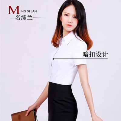 Work wear white shirt short sleeved button slim female anti dress shirt female occupation interview tooling summer code