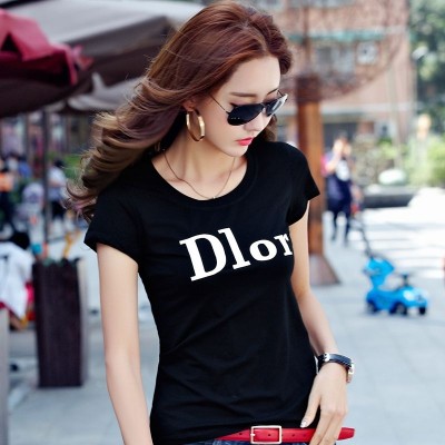 White cotton t-shirt female short sleeved summer new Korean slim slim Monogrammed shirt blouse