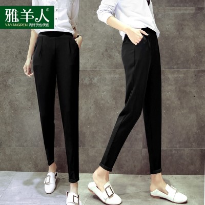 Summer leisure pants loose wide leg  new thin waist seven Korean Chiffon radish nine Haren pants