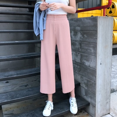 The Korean version of thin waist Pleated Chiffon wide leg pants pants in spring and summer of nine students was thin seven fold skirt