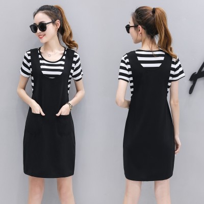 In the long skirt with shoulder straps two piece  summer new dress dress skirt female summer dress set.