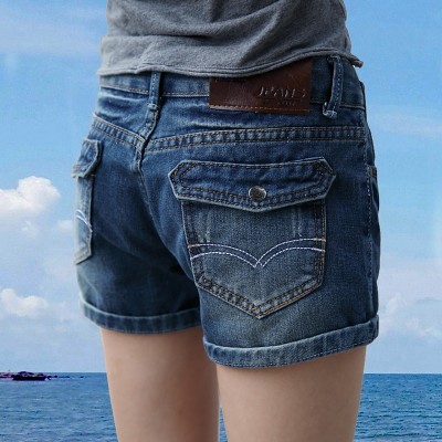 At the beginning of  cattle new summer Denim Shorts Girls waist elastic thin student s casual loose pants tide