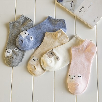 Socks children summer socks thin, pure cotton boat socks, ladies shallow contact socks, anti-skid low, help Korean lovely female socks