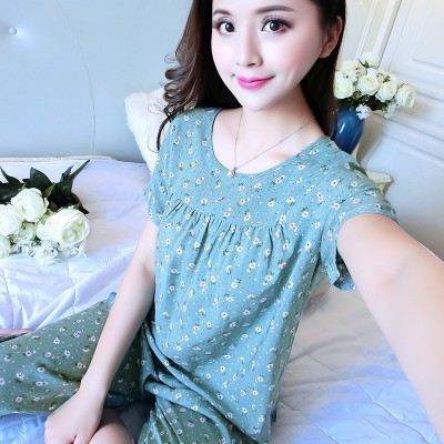 Mom, cotton, silk pajamas, women's short sleeved summer home clothes, summer casual leisure, XL, middle-aged suits