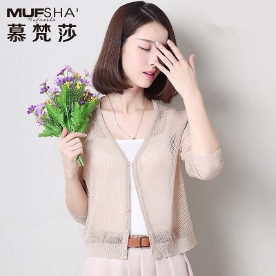  summer new dress tide loose hollow short sweater cardigan sweater female thin small jackets women