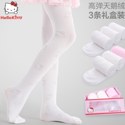 HelloKitty children even socks spring thin silk stockings female wear velvet Leggings socks baby dance