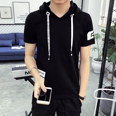 The summer male hooded men's T-shirt Sweater Hoodie Hat Cotton tide sleeveless sweater semi thin