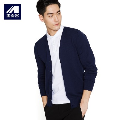 Ink Mens spring men Mack V neck knit shirt cardigan coat thin long sleeved sweater slim Korean male tide