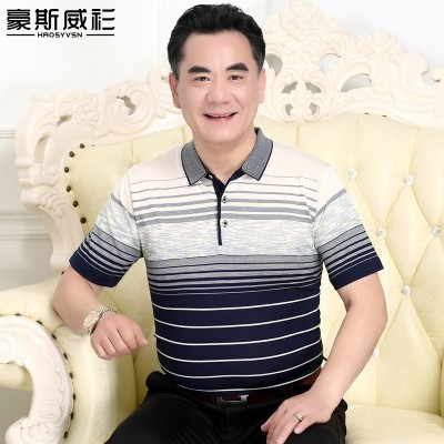 The elderly men's shirt sweater Polo father put summer middle-aged male short sleeved T-shirt grandpa clothes