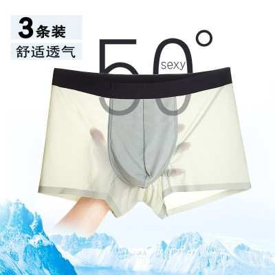 Kavalla men's underwear pants male transparent silk waist U convex sexy pants all through the end of four male angle of summer