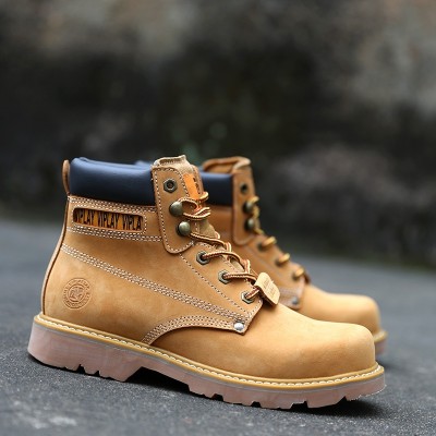 The summer male leather boots boots boots Martin yellow frock boots boots Korean desert boots shoes boots rhubarb