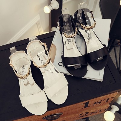  summer new Korean minimalist toe sandals female buckle shoes Zichao word all-match students