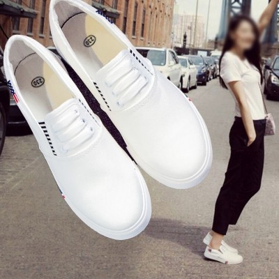 In summer  canvas shoes casual shoes shoes slip on loafer flat white shoe all-match Korean Students