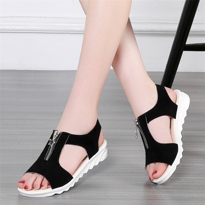 new summer shoes with flat sandals students Rome Korea slip toe simple Korean all-match