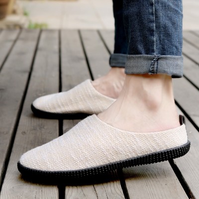 Summer men's shoes, linen slippers, men's casual men's sandals, Baotou lazy shoes, breathable Korean version, cool mop, half slippers