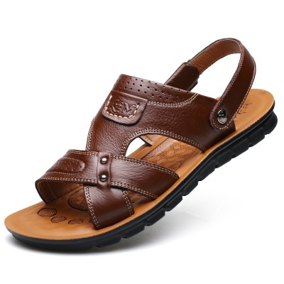  new summer men's leather cool slippers, beach shoes, earth tide leisure, Korean shoes, sandals, men