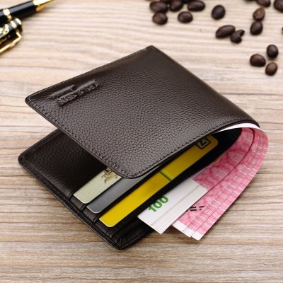 Male short thin leather purse money chuck cowhide young South Korea students cross section soft tide clip