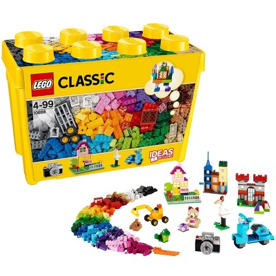 The classic idea of LEGO classic 10698 is a large wooden box LEGO puzzle